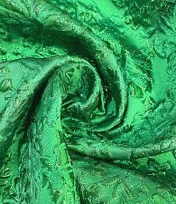 Жаккард люрекс зеленый цветок