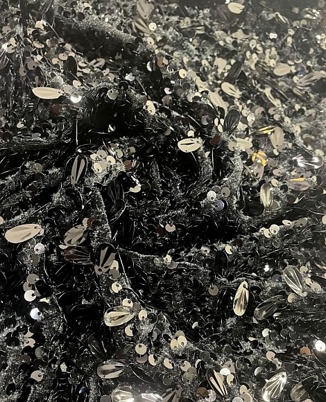 Пайетки на бархате черный\черный с каплей